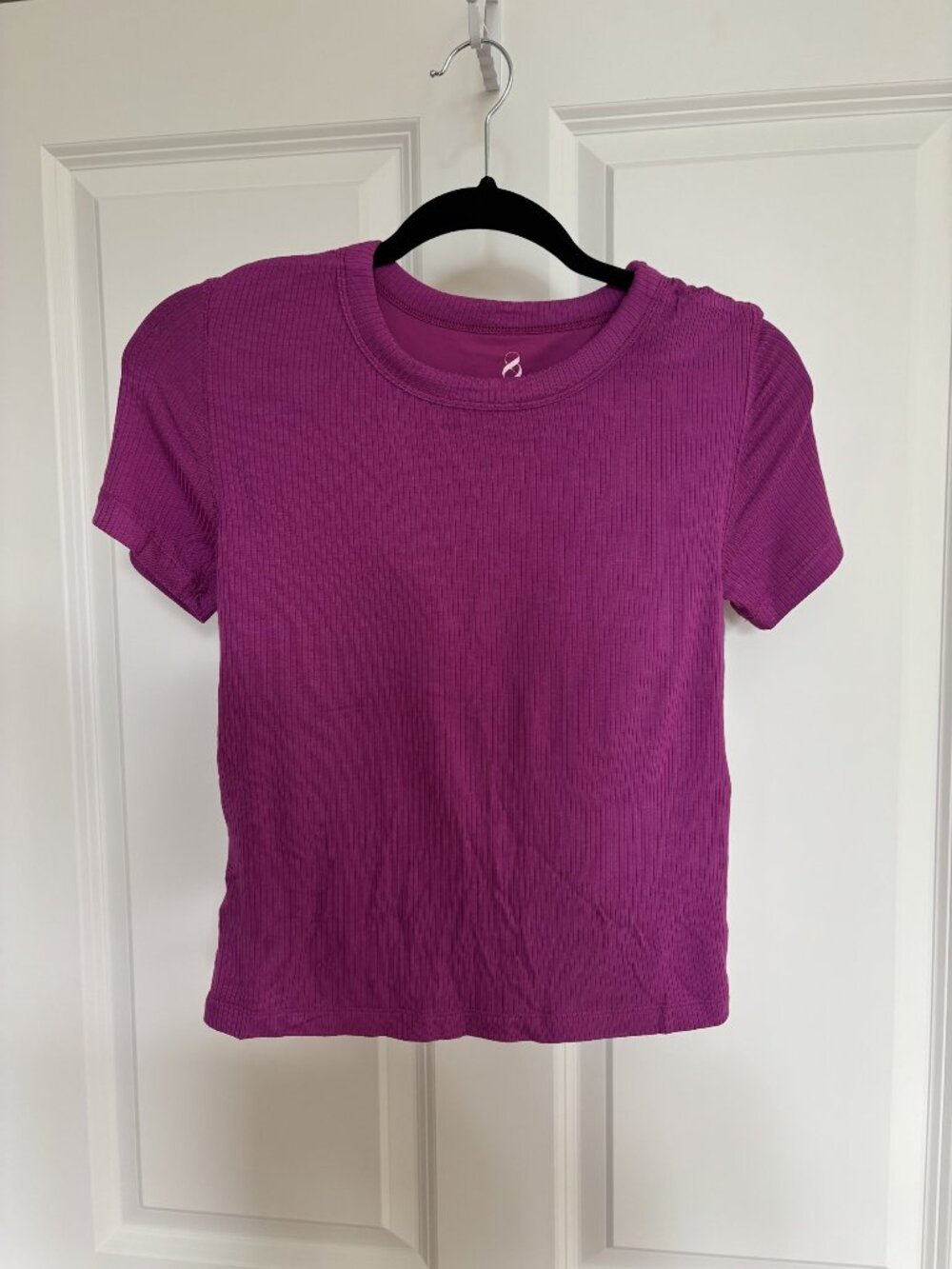Lou & Grey Magenta Ribbed Short Sleeve Tee, Size M
